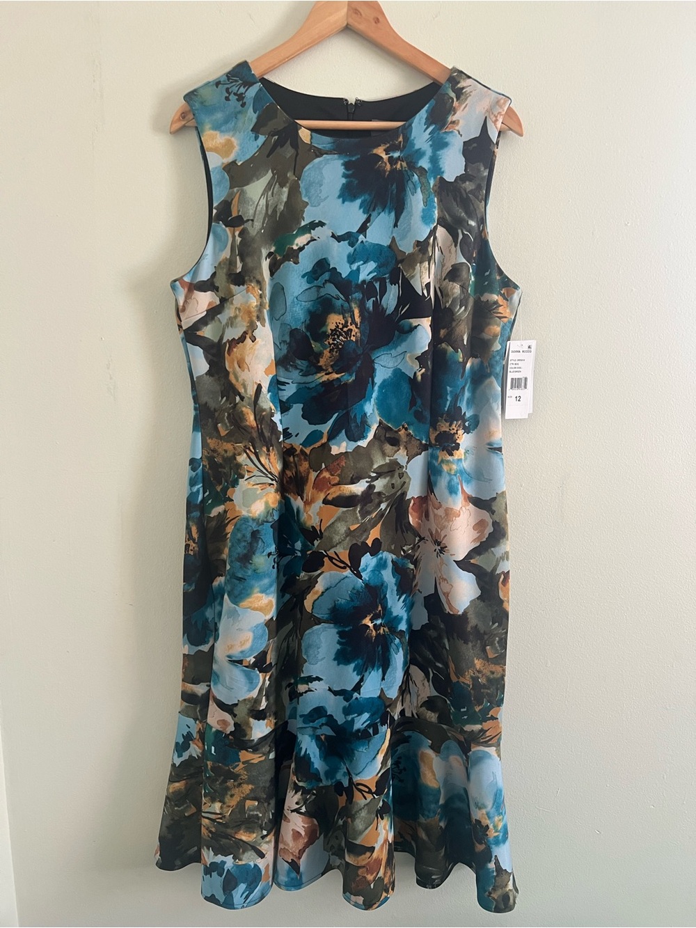 Donna Ricco NWT Blue Floral Fit & Flare Dress Size 12 Wedding Spring Summer